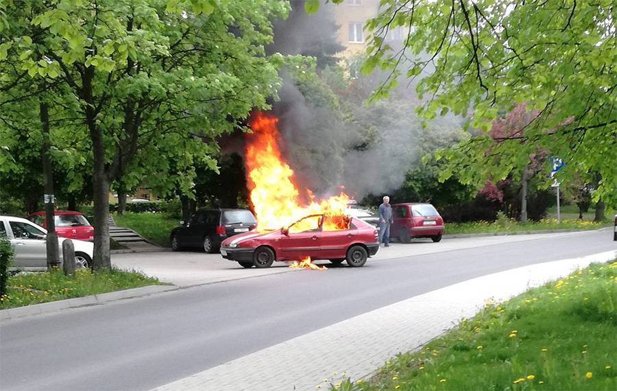 pożar samochodu auta lublin kalina Tumidajskiego