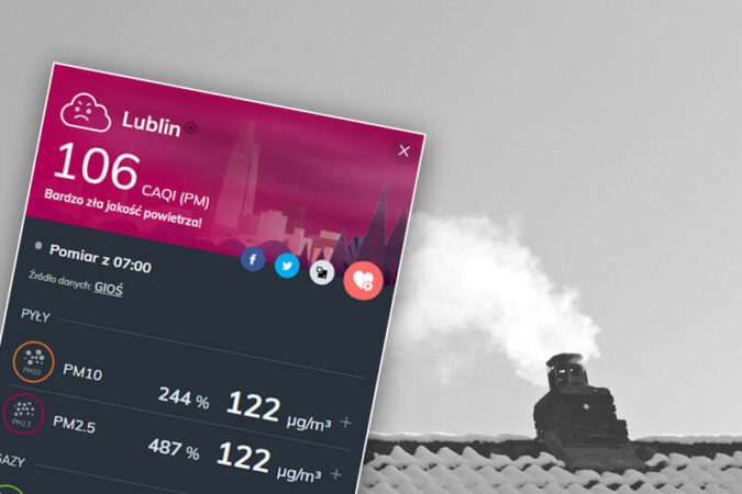 Bardzo zła jakość powietrza w Lublinie | fot. airly, pixabay