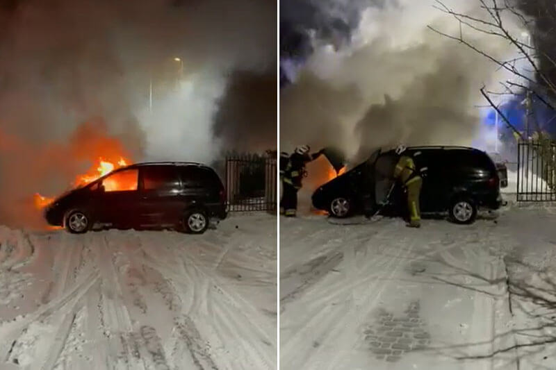 Pożar samochodu w Kalinówce koło Lublina | fot. czytelnik Sławomir