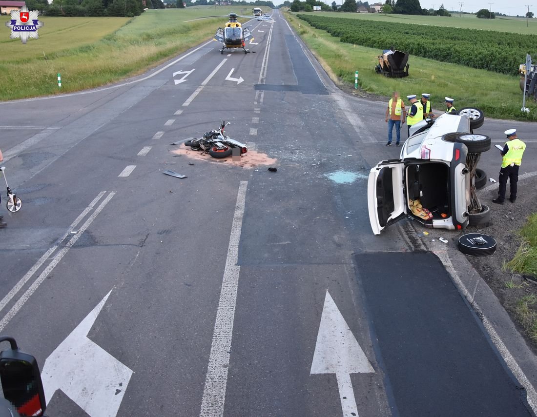 Tragiczny wypadek z udziałem motocyklisty i kierowcy samochodu w Krasnymstawie