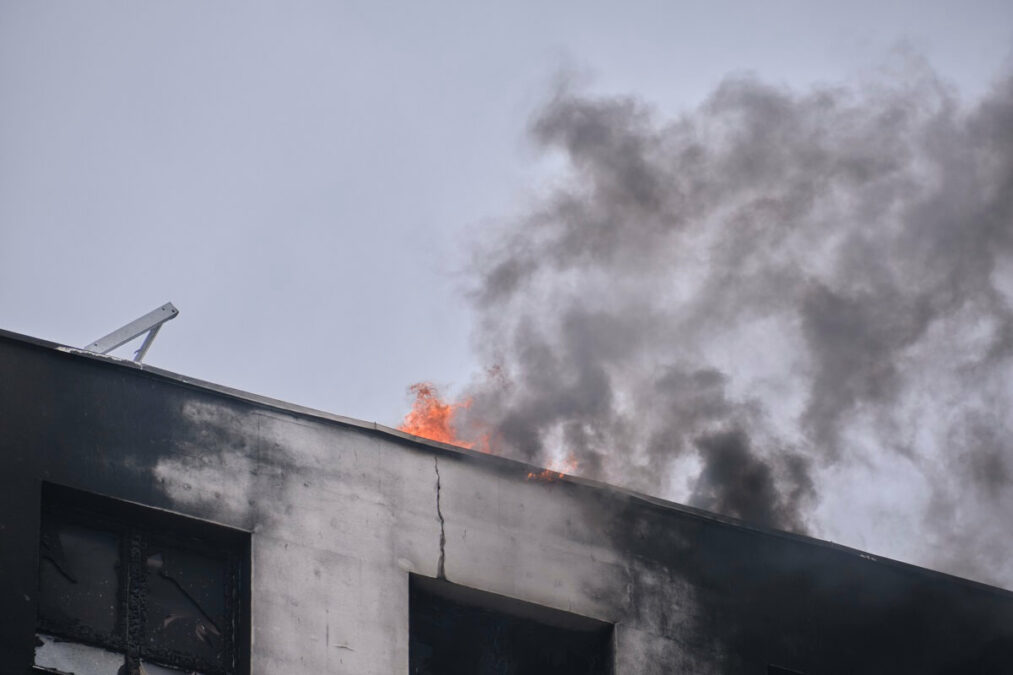 Pożar elewacji wieżowca przy ul. Północnej w Lublinie
