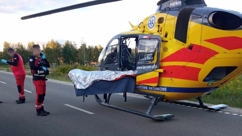 Poparzony 13-latek został przetransportowany śmigłowcem Lotniczego Pogotowia Ratunkowego do szpitala