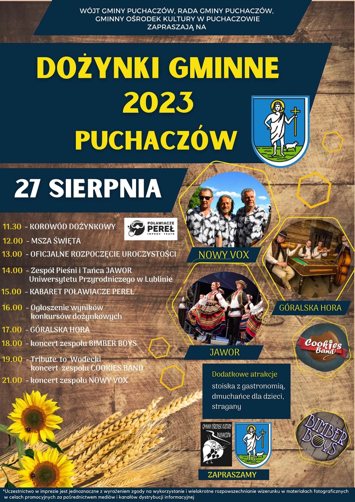 Dożynki w Puchaczowie 2023 - plakat, program wydarzenia
