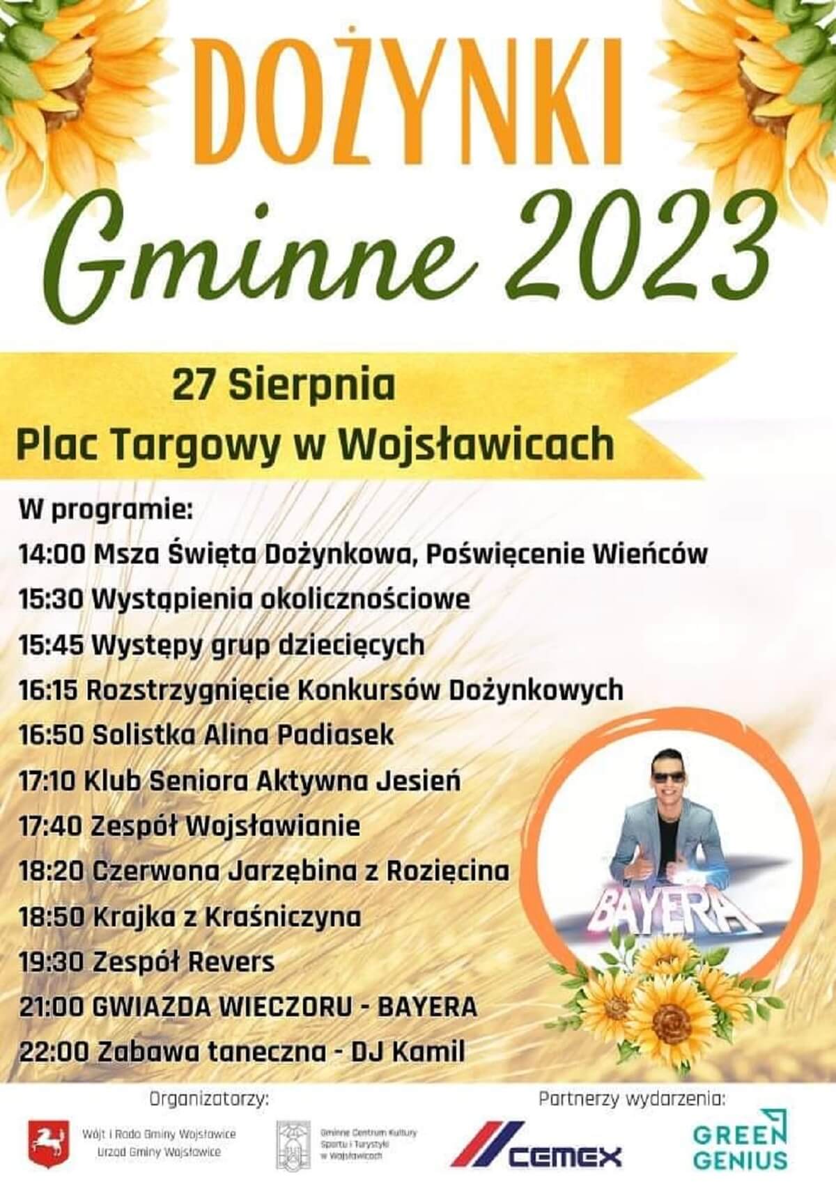 Dożynki w Wojsławicach 2023 - plakat, program wydarzenia