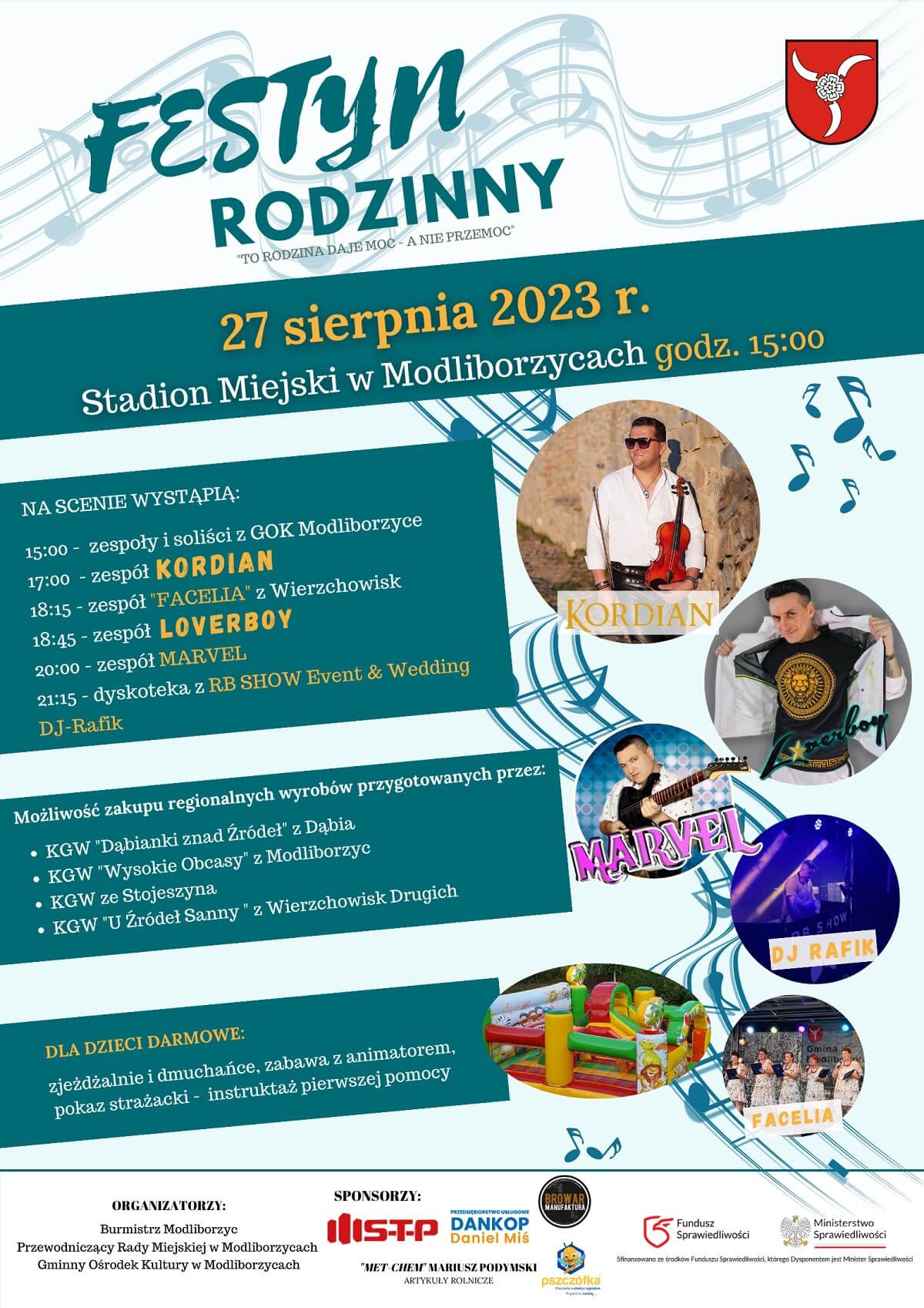 Festyn Rodzinny w Modliborzycach 2023 - plakat, program wydarzenia