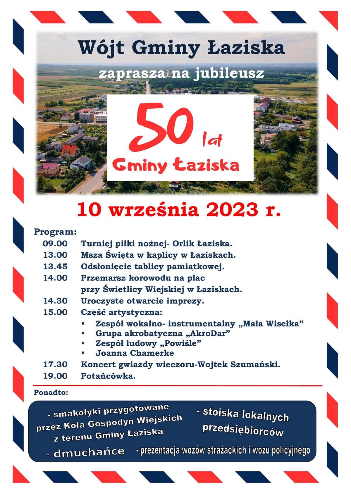 50 lat Gminy Łaziska - plakat, program wydarzenia