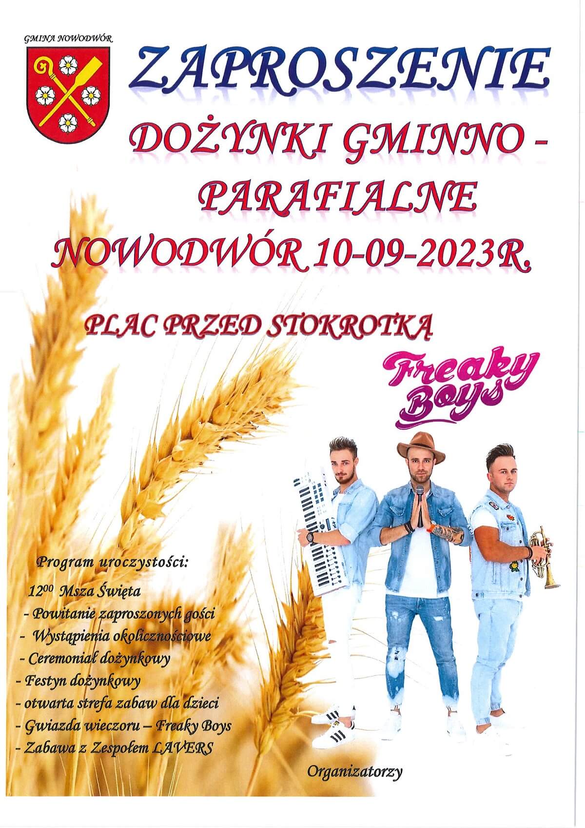 Dożynki w Nowodworze 2023 - plakat, program wydarzenia