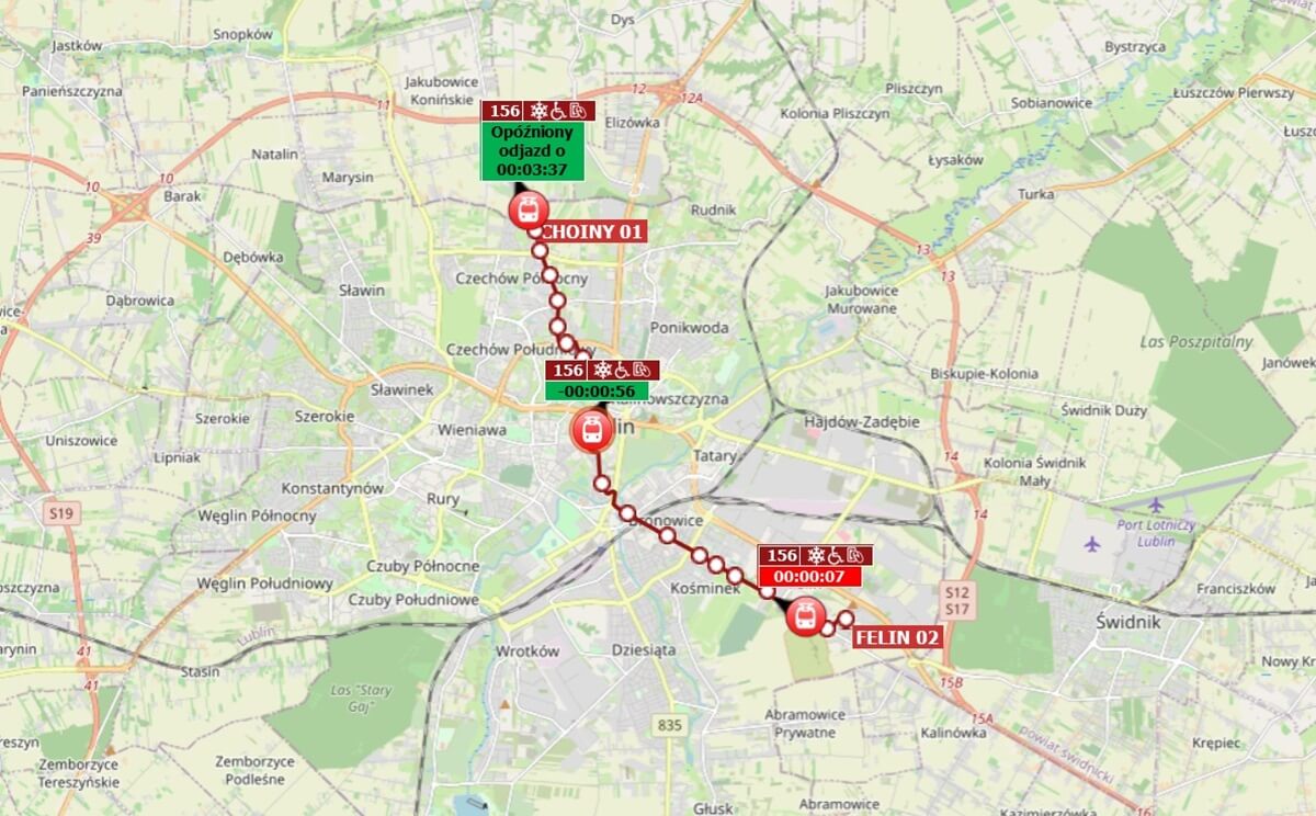 Na tej mapie sprawdzisz położenie każdego autobusu i trolejbusu, a także jego opóźnienie