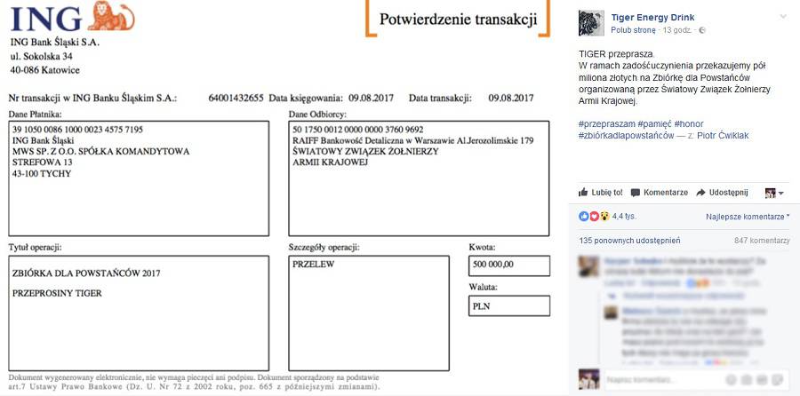 tiger reklama powstanie warszawskie 1 sierpnia przeprosiny 500 tys 1