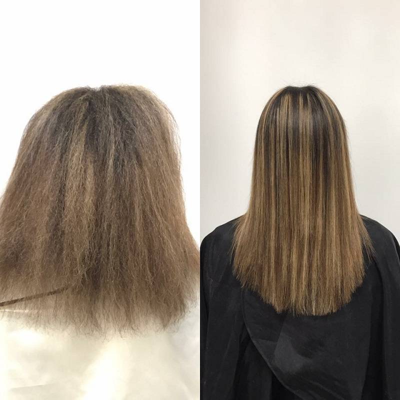 Keratynowe prostowanie włosów - efekt przed i po