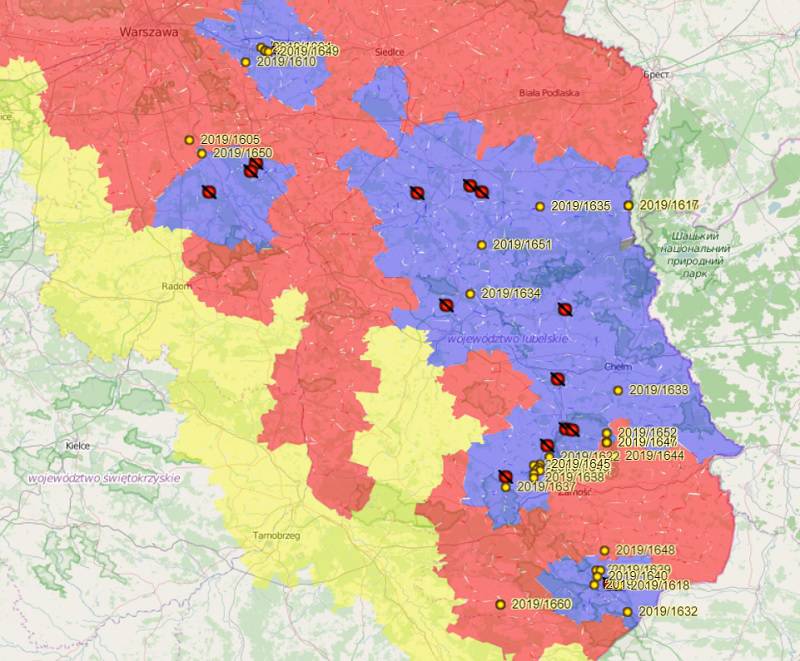 mapa asf województwo lubelskie