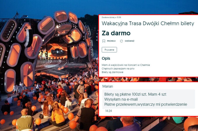 Oszuści sprzedają darmowe bilety na koncert Wakacyjnej Trasy Dwójki w Chełmie
