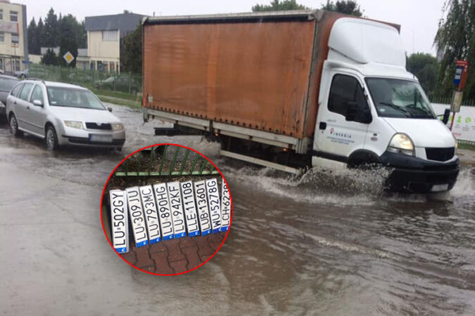 Kierowcy gubią tablice rejestracyjne na zalanej ul. Budowlanej