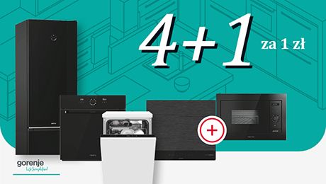 AGD Gorenje już od złotówki. Taka promocja tylko w Max Kuchnie 1 rabat gorenje 4 plus 1 w zestawie taniej
