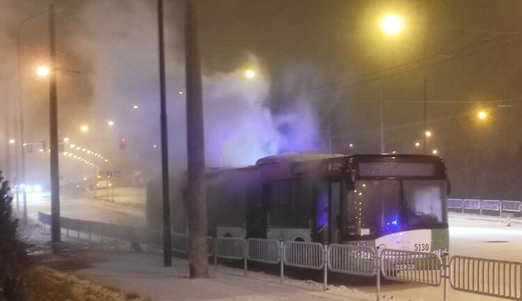 Pożar autobusu MPK Lublin na ul. Orkana