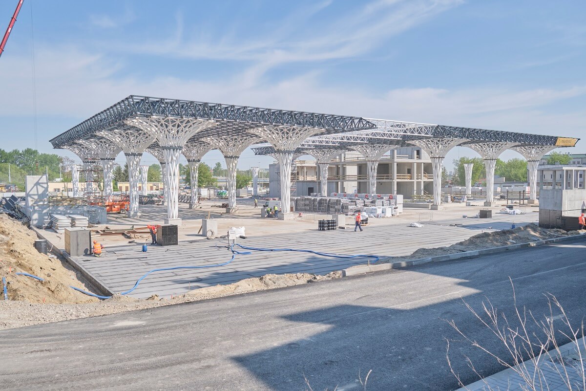 Zdjęcie z placu budowy dworca metropolitalnego w Lublinie