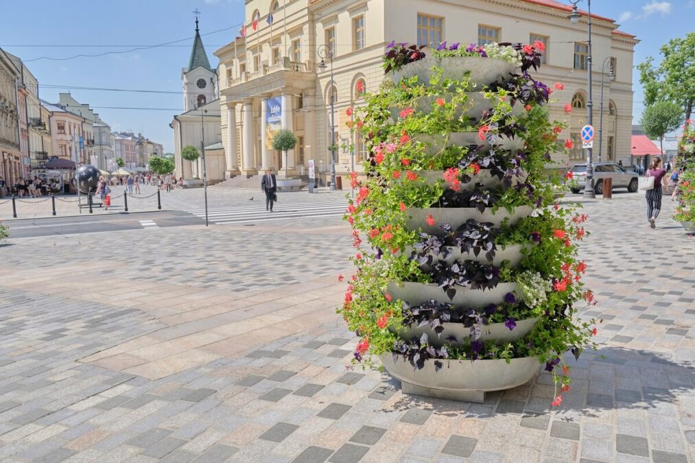 Nowe kwiaty w donicach w centrum Lublina