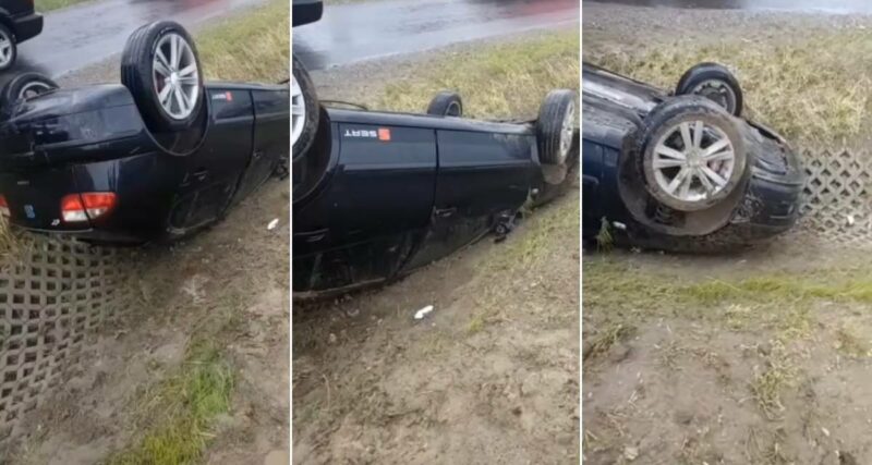 Seat dachował w rowie na obwodnicy Kraśnika