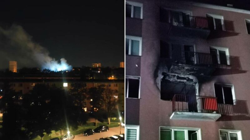 Nocny pożar mieszkania przy ul. Sokolej w Lublinie