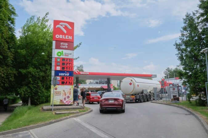 Protest kierowców na stacji paliw Orlen przy ul. Głębokiej w Lublinie