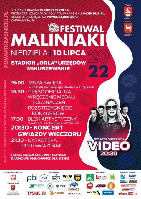 Festiwal MALINIAKI 2022 w Urzędowie — plakat