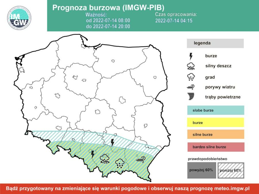 Prognoza burzowa dla Polski IMGW w czwartek 14 lipca [14.07 22]