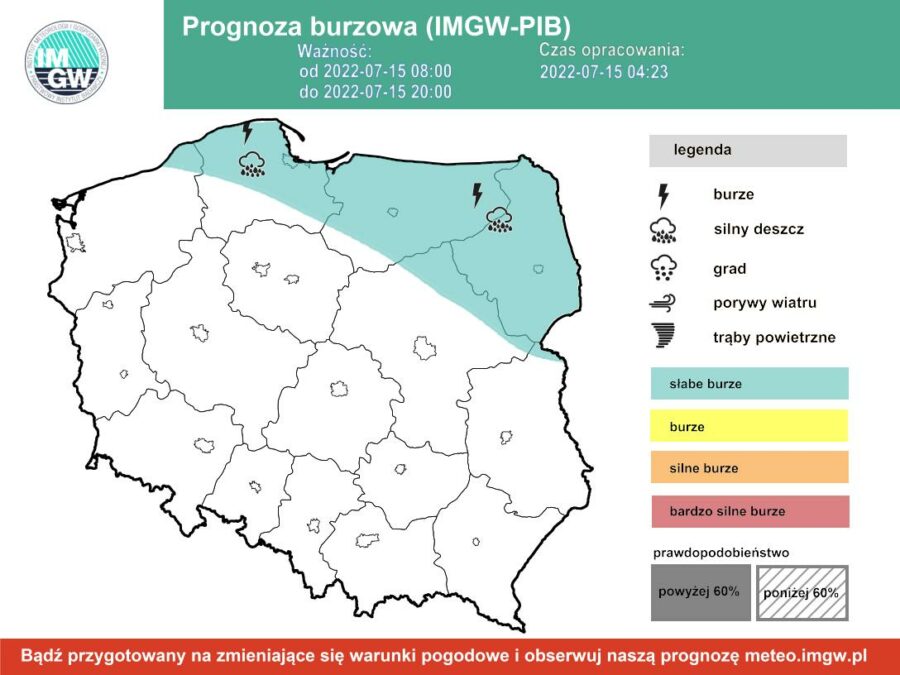 Prognoza burzowa dla Polski IMGW w piątek 15 lipca [15.07 22]