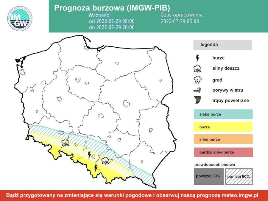 Prognoza burzowa dla Polski IMGW w piątek 29 lipca [29.07 22]