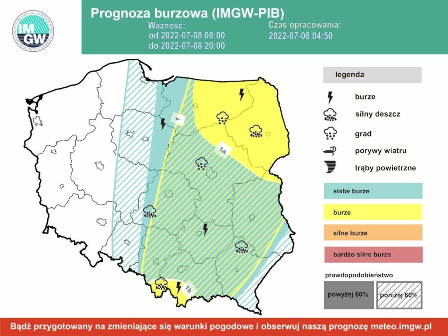 Prognoza burzowa dla Polski IMGW w piątek 8 lipca [8.07 22]