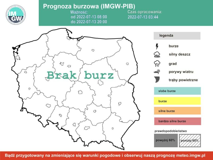 Prognoza burzowa dla Polski IMGW w środę 13 lipca [13.07 22]