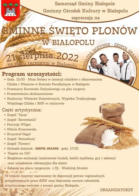 Dożynki Gminy Białopole 2022 - program