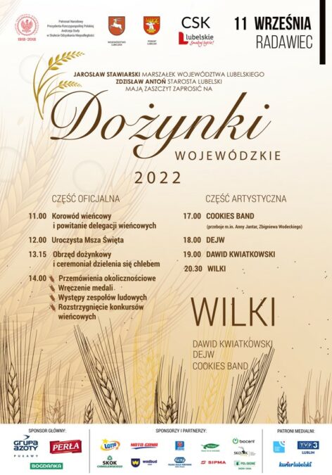 Dożynki Wojewódzkie w Radawcu 2022 - godzinowy program