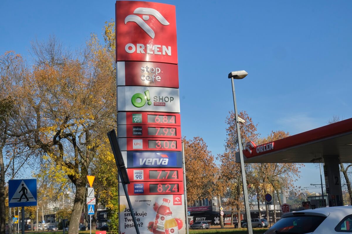Ceny paliw na stacji Orlen przy al. Piłsudskiego w Lublinie - stan na dzień 10.10.2022