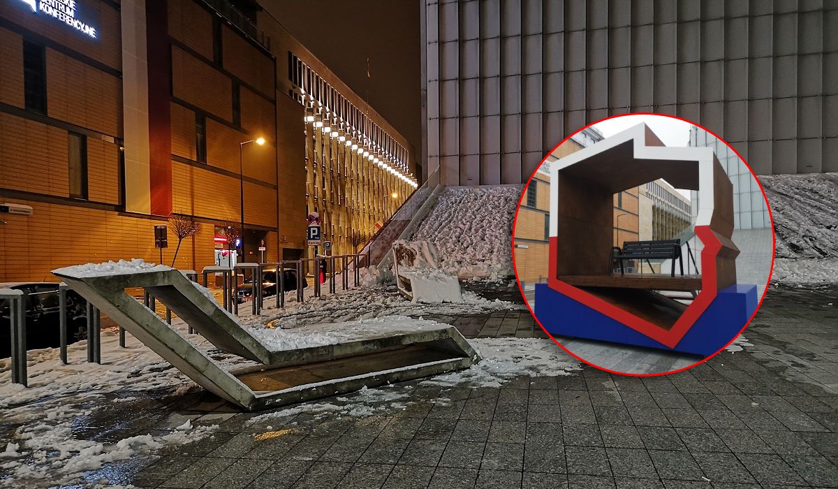 Ławka patriotyczna zniknęła z placu Teatralnego przed CSK