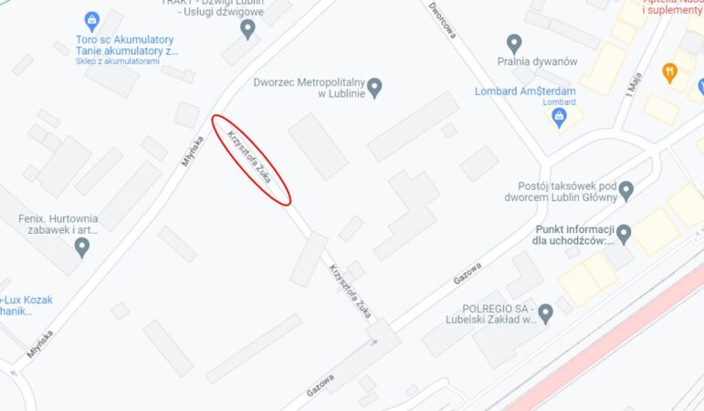 Ulica Krzysztofa Żuka w Mapach Google