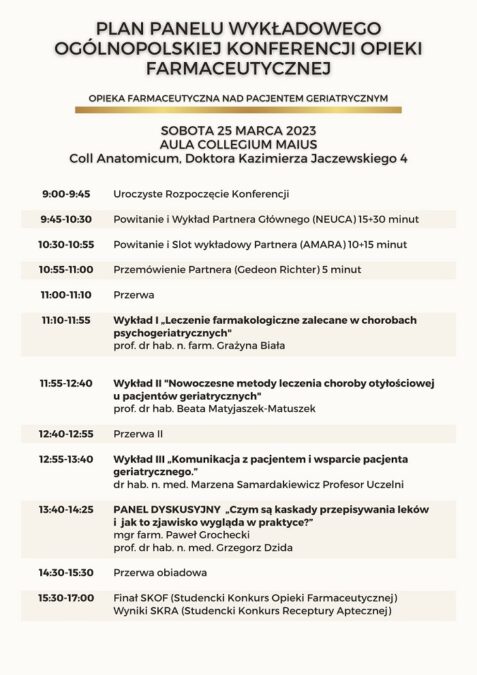 Plan Ogólnopolskiej Konferencji Opieki Farmaceutycznej