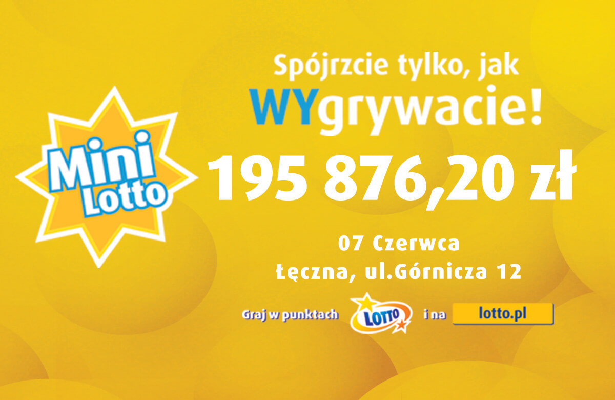 195 876,20 zł - wygrana w Mini Lotto w kolekturze Lotto w Łęcznej przy ul. Górniczej 12