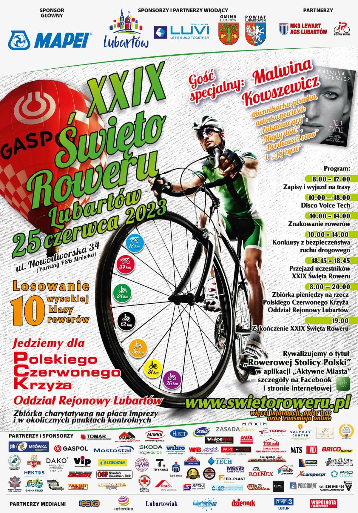 Święto Roweru 2023 w Lubartowie - program wydarzenia, plakat