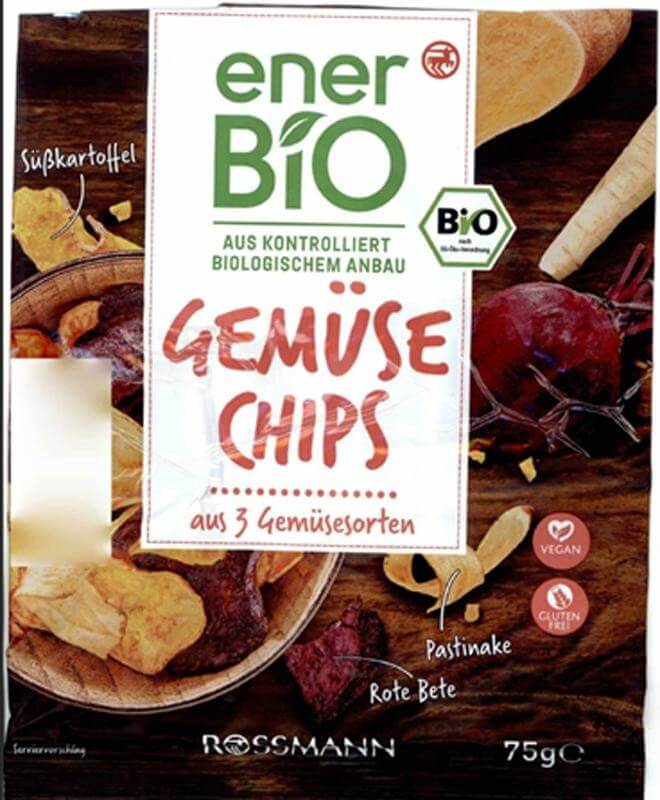 enerBio Chipsy warzywne 75 g, z trzech rodzajów warzyw