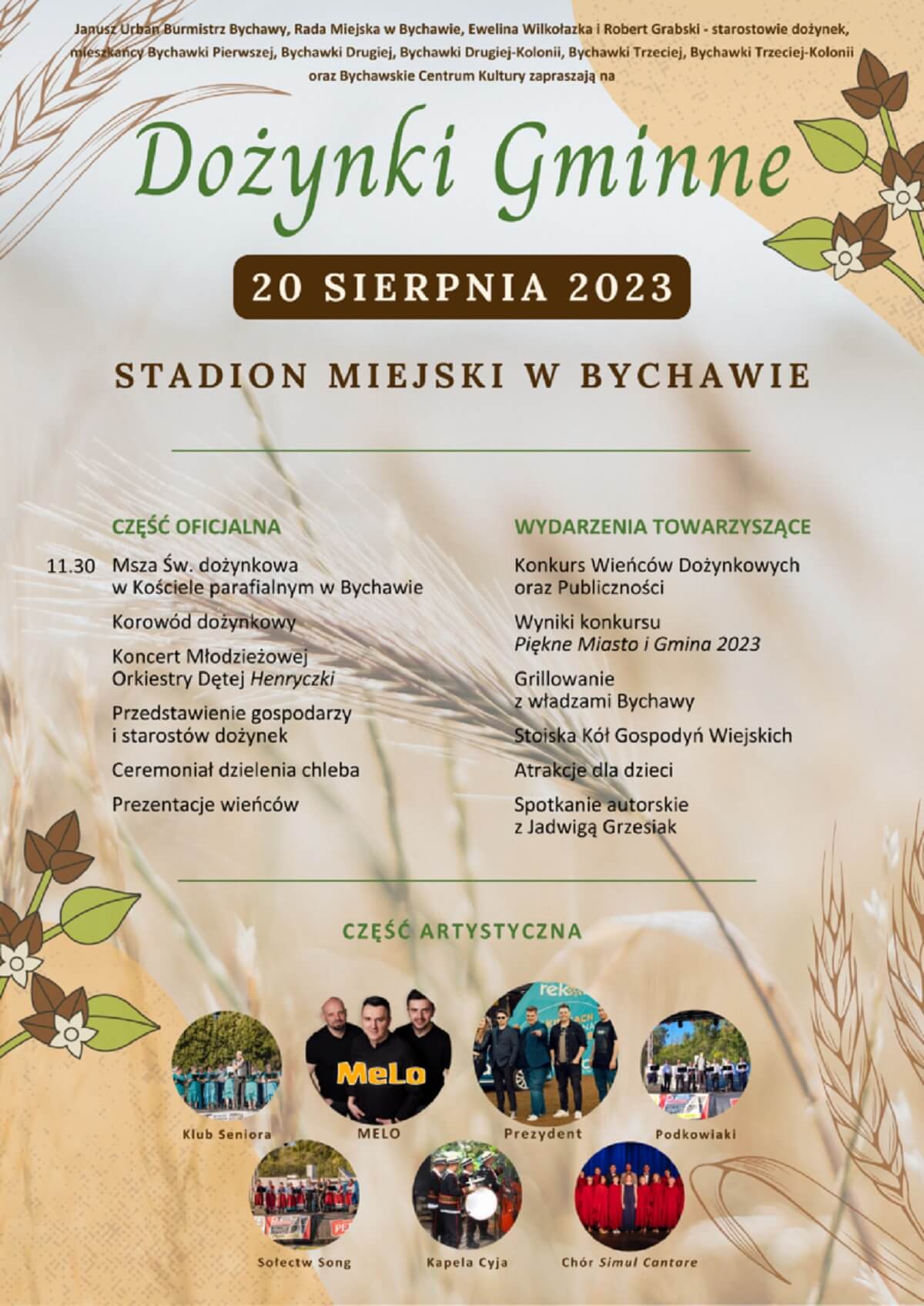 Dożynki w Bychawie 2023 - plakat, program wydarzenia