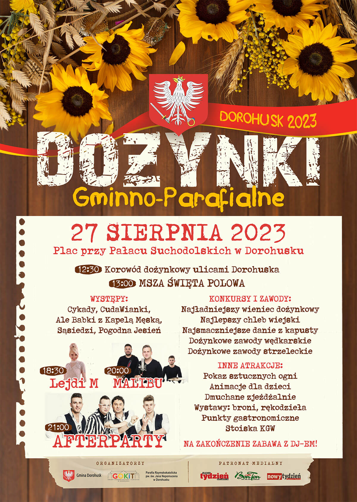 Dożynki w Dorohusku 2023 - plakat, program wydarzenia
