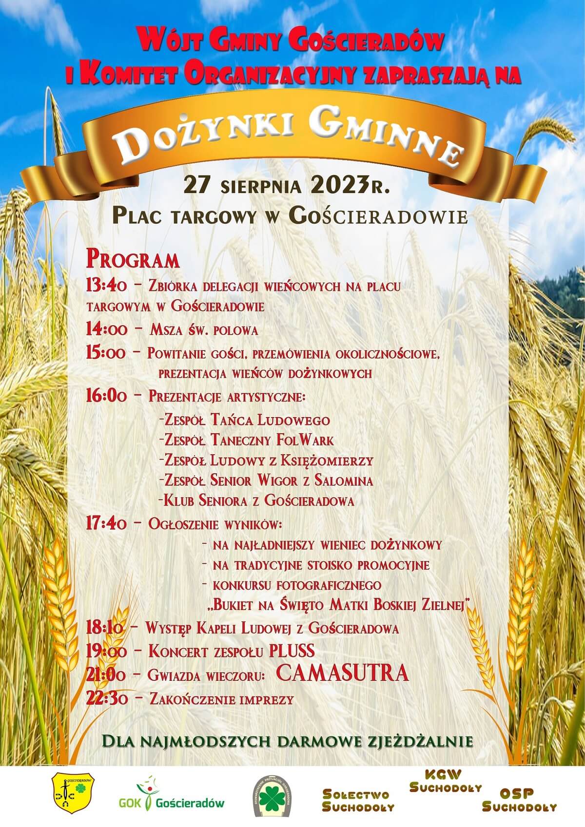Dożynki w Gościeradowie 2023 - plakat, program wydarzenia