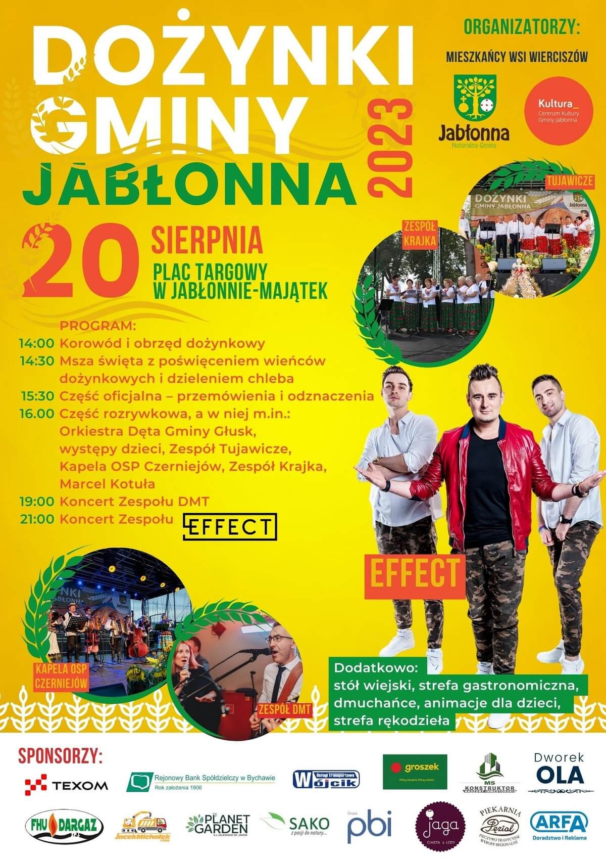 Dożynki w Jabłonnie-Majątek 2023 - plakat, program wydarzenia