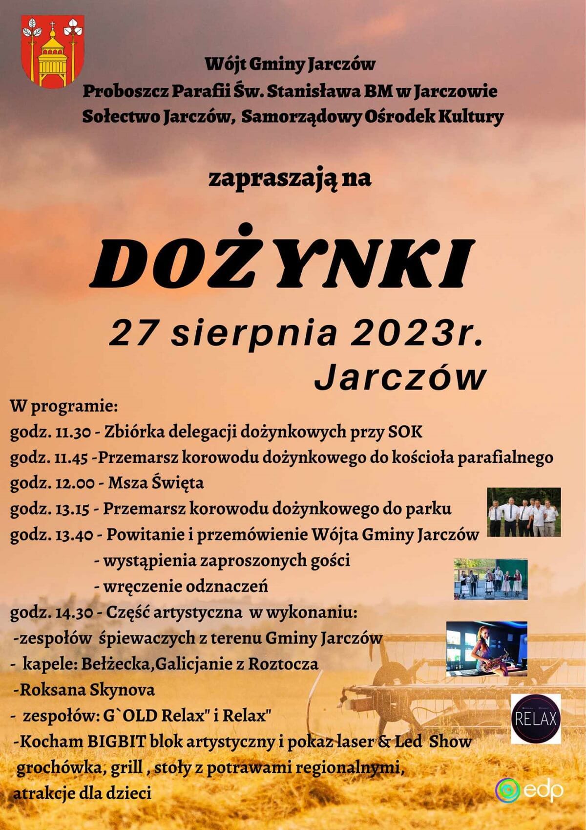 Dożynki w Jarczowie 2023 - plakat, program wydarzenia