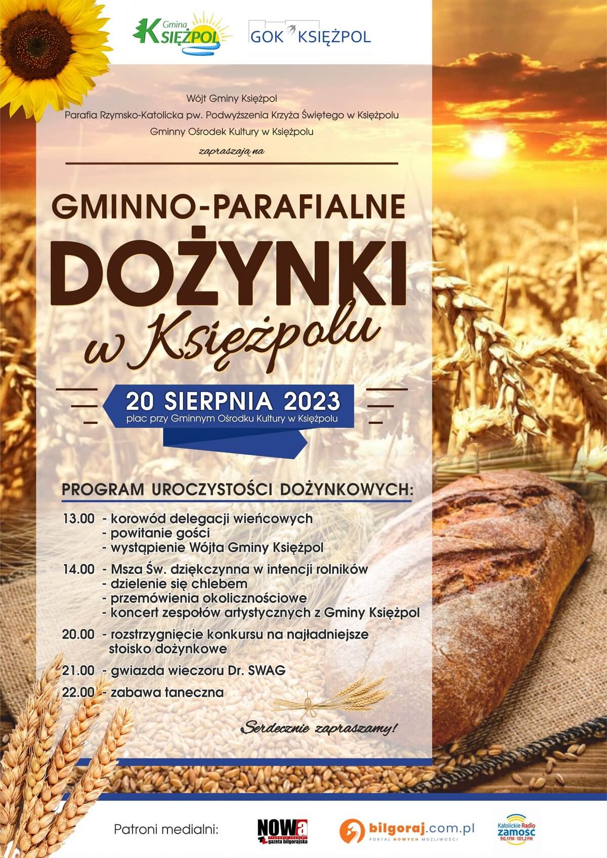 Dożynki w Księżpolu 2023 - plakat, program wydarzenia