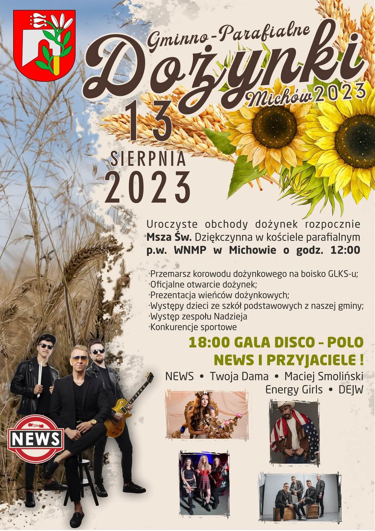 Dożynki Michów 2023 - plakat, program wydarzenia