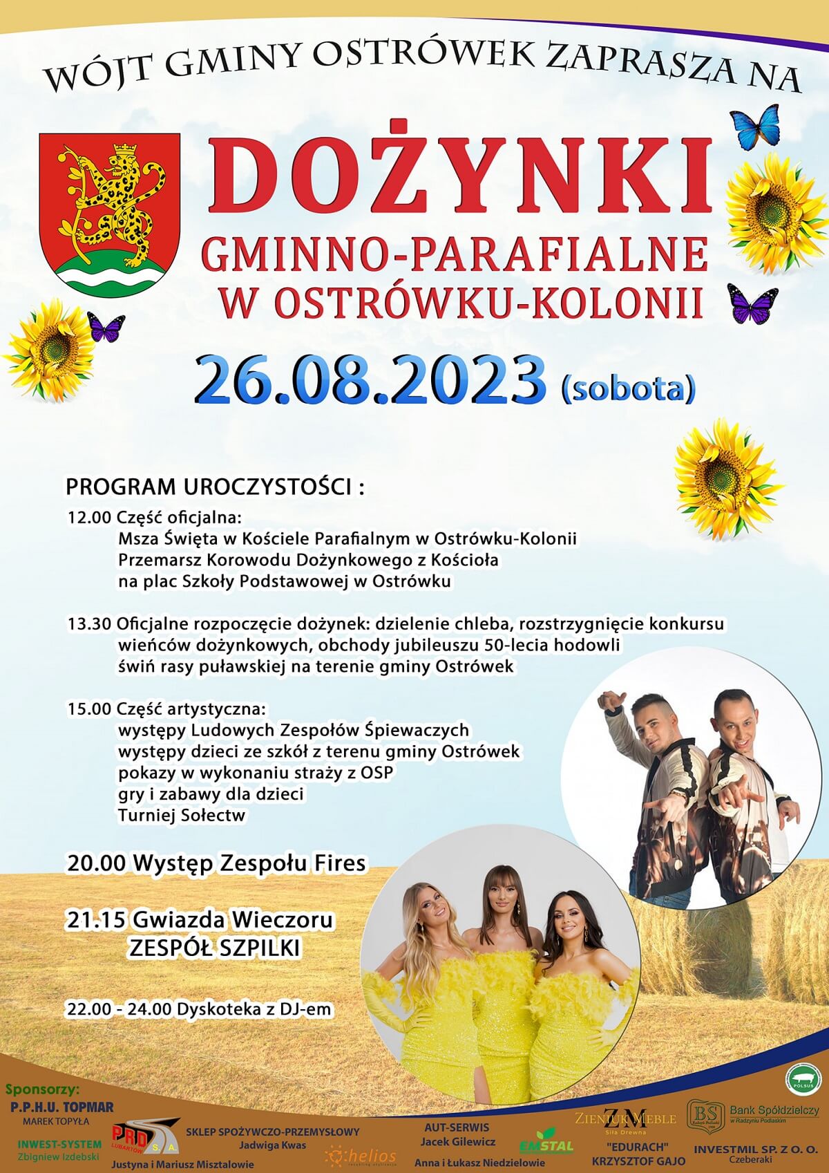 Dożynki w Ostrówku-Kolonii 2023 - plakat, program wydarzenia