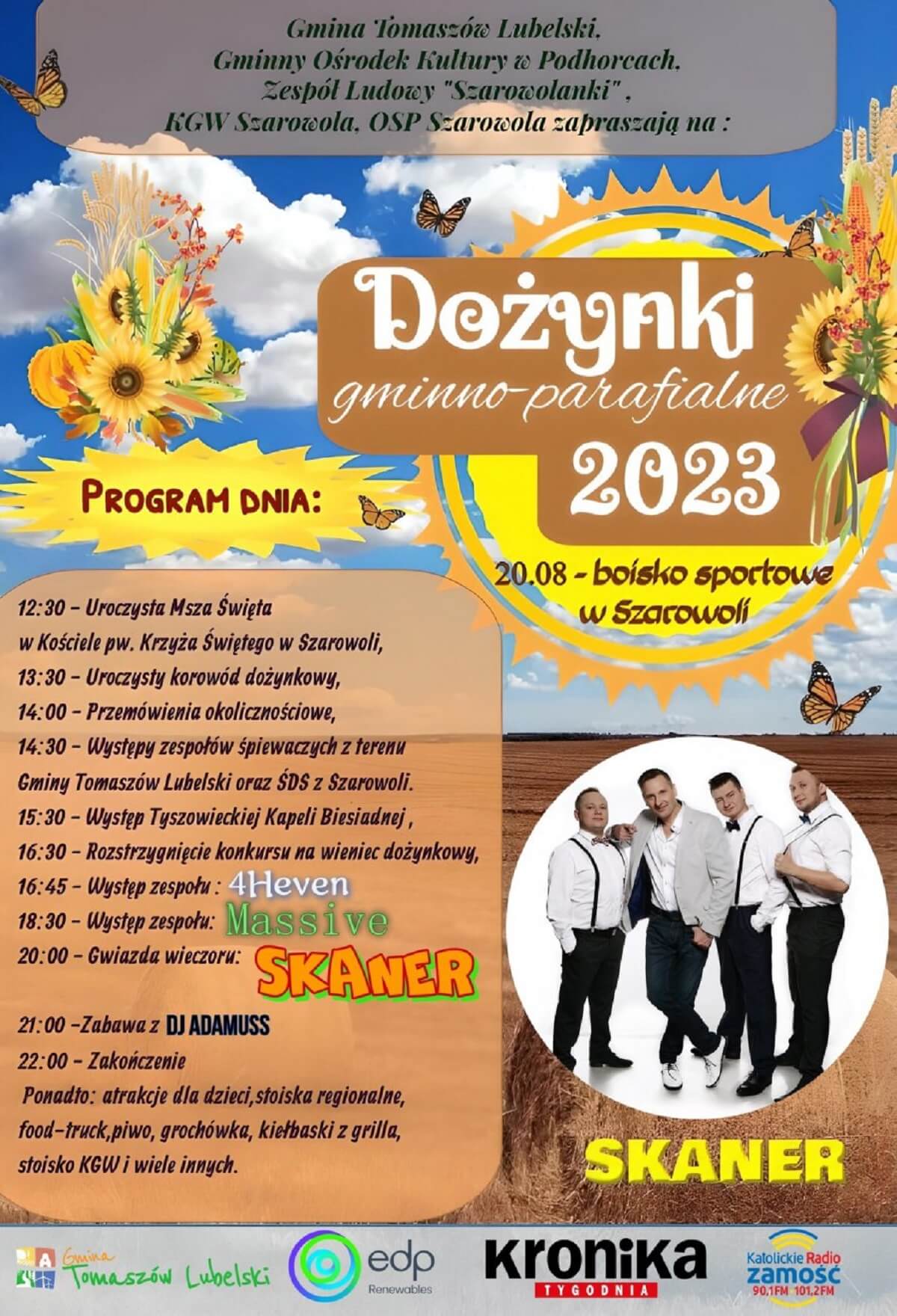 Dożynki w Szarowoli 2023 - plakat, program wydarzenia