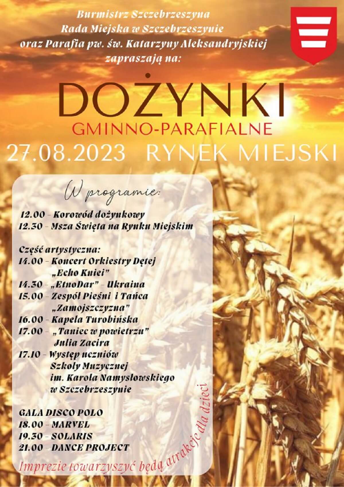 Dożynki w Szczebrzeszynie 2023 - plakat, program wydarzenia