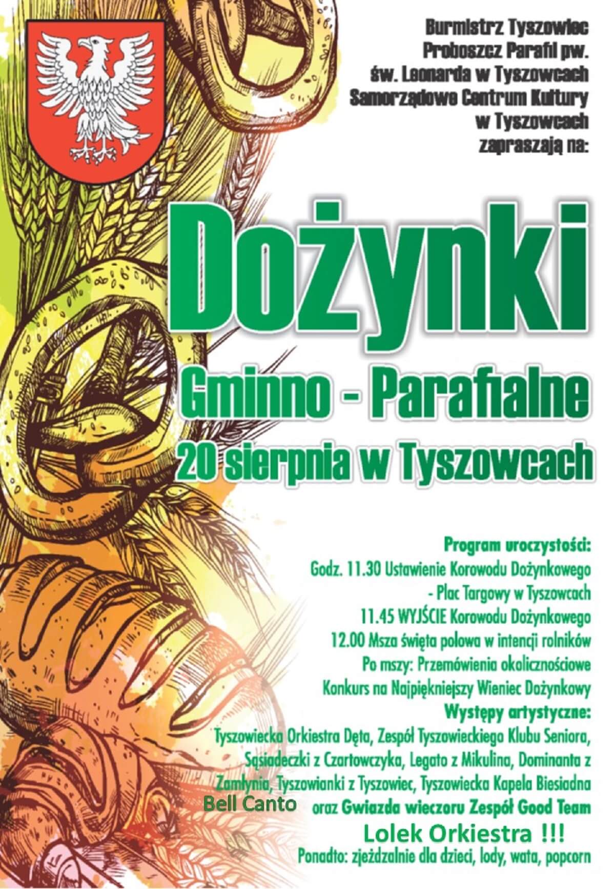 Dożynki w Tyszowcach 2023 - plakat, program wydarzenia